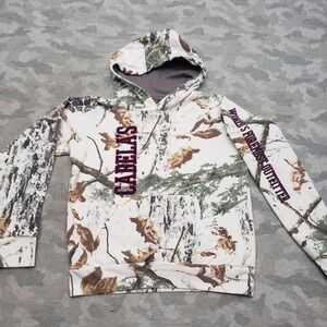 Cabela's Sweatshirt Youth Large White Pullover Hoodie Zonz Camo Hunting Outdoors